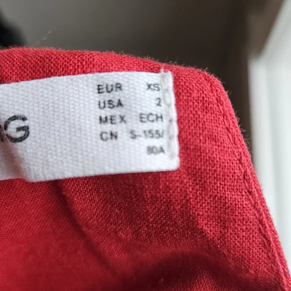 Mango Red V-Neck Midi Dress with Waist Tie - Picture 7 of 7